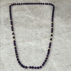 Elegant Purple and Gold Beaded Necklace
